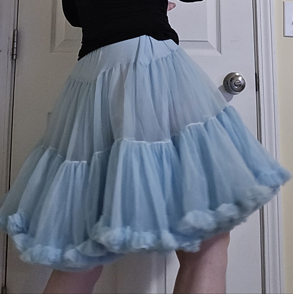 Whimsical Cinderella Dancing Tulle Blue Women's Full Skirt - Picture 4 of 7
